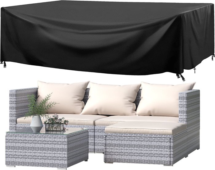 The Range | Bigzzia 5 Piece Rattan Garden Patio Sofa Set - Grey / Cover Bigzzia 5 Piece Rattan Garden Patio Sofa Set - Grey / Cover