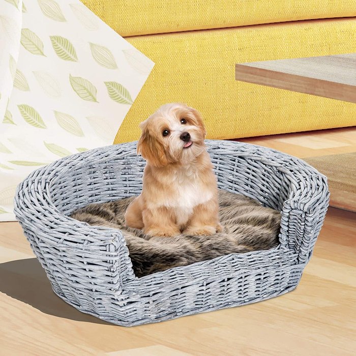 The Range | PawHut PawHut Willow Basket Pet Bed - Grey PawHut PawHut Willow Basket Pet Bed - Grey
