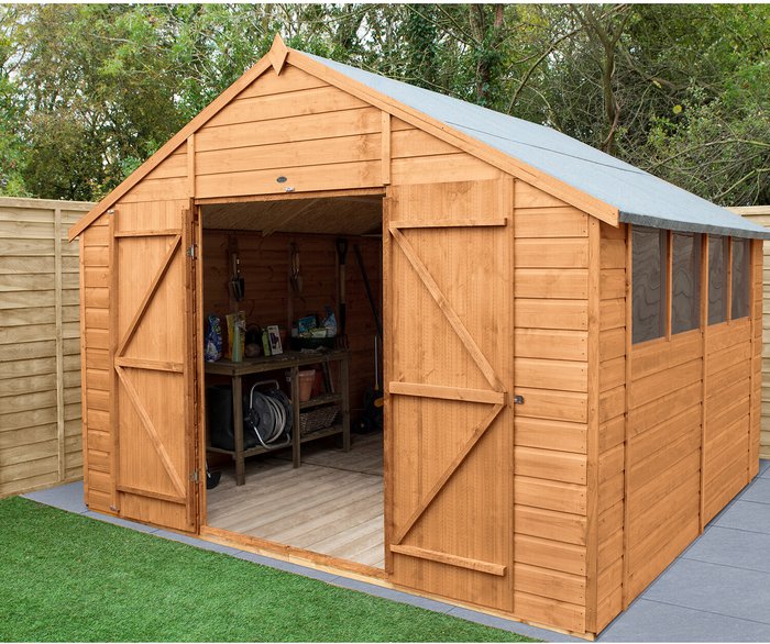 The Range | Forest Garden Forest Garden Shiplap Dip Treated 10X10 Apex Shed - Double Door Forest Garden Forest Garden Shiplap Dip Treated 10X10 Apex Shed - Double Door