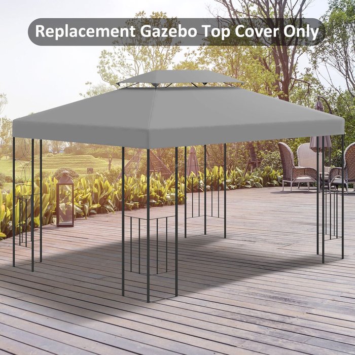 The Range | Outsunny 3x4m Gazebo Replacement Roof Canopy 2 Tier - Light Grey Outsunny 3x4m Gazebo Replacement Roof Canopy 2 Tier - Light Grey
