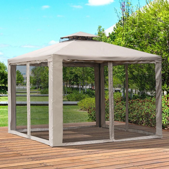 The Range | Outsunny 2.95m Outdoor Gazebo Shelter - Taupe Outsunny 2.95m Outdoor Gazebo Shelter - Taupe
