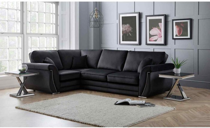 The Range | Simply Eleganza Luca Full Back L Shape Left Hand Corner Sofa - Black Simply Eleganza Luca Full Back L Shape Left Hand Corner Sofa - Black
