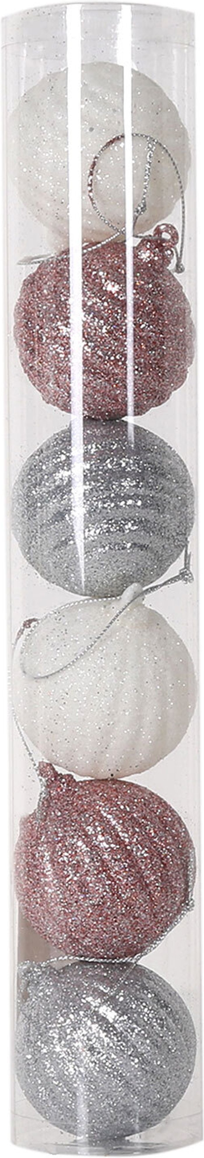 The Range | Truly Sumptuous Pack of 6 Blush and Silver Glitter Baubles - Blush Truly Sumptuous Pack of 6 Blush and Silver Glitter Baubles - Blush