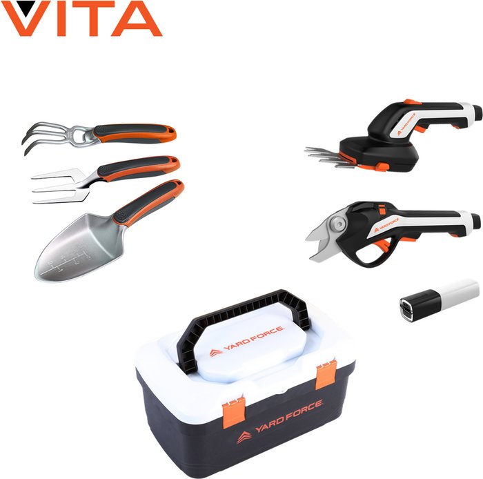 The Range | Yard Force Yard Force Vita Garden Tool Kit with Tools, Portable Box and Lithium Ion Battery - HX V06S Yard Force Yard Force Vita Garden Tool Kit with Tools, Portable Box and Lithium Ion Battery - HX V06S