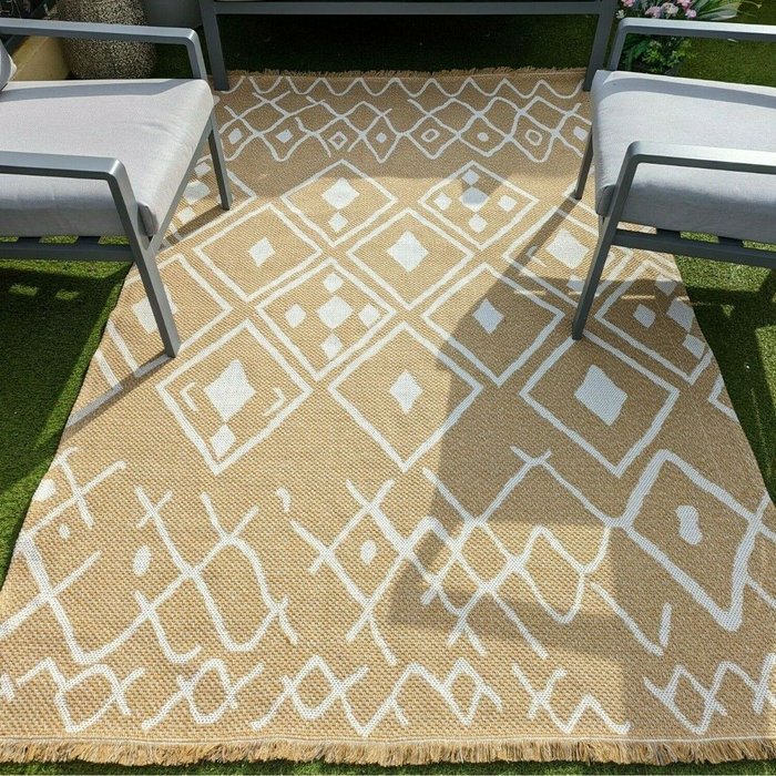 The Range | The Rug Wholesaler Gold Flatweave Moroccan Outdoor Rug - Gala - Yellow / 160cm The Rug Wholesaler Gold Flatweave Moroccan Outdoor Rug - Gala - Yellow / 160cm
