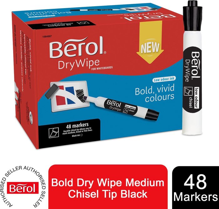 The Range | Berol Berol Whiteboard Marker - Chisel Tip, Black / 2.5mm / 48 Berol Berol Whiteboard Marker - Chisel Tip, Black / 2.5mm / 48