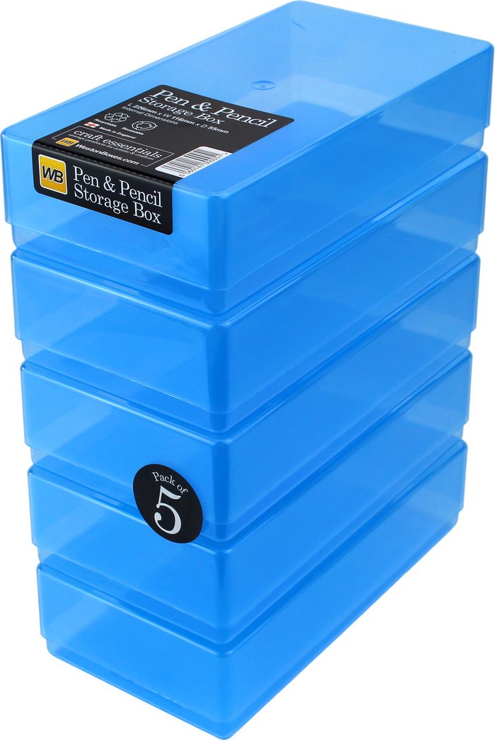 The Range | WestonBoxes Plastic Storage Boxes with Lids for Pens, Pencils and Stationery - Blue / 0.8kg WestonBoxes Plastic Storage Boxes with Lids for Pens, Pencils and Stationery - Blue / 0.8kg