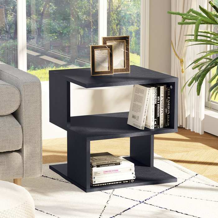 The Range | HOMCOM Modern Square 2 Tier Wooden Side Table - Black HOMCOM Modern Square 2 Tier Wooden Side Table - Black