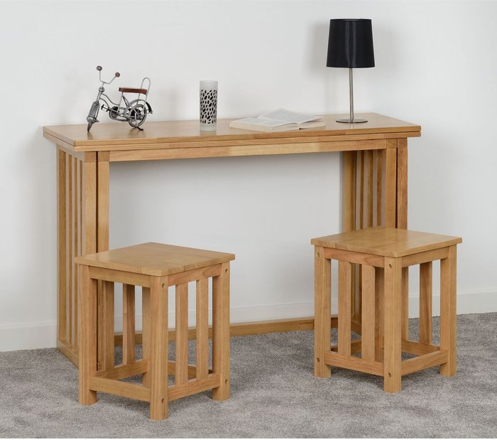 The Range | Seconique Richmond Foldaway Dining Set - Oak Varnish / Table and 2 Stools Seconique Richmond Foldaway Dining Set - Oak Varnish / Table and 2 Stools