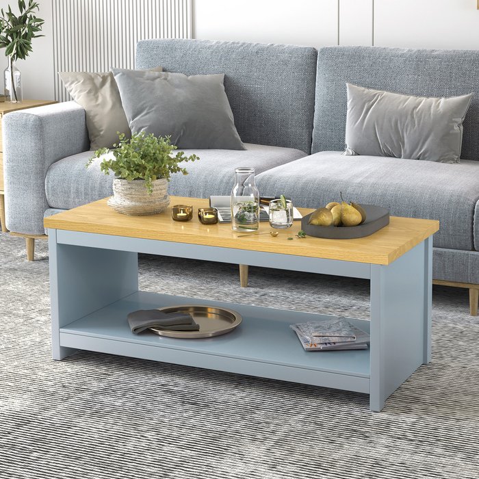 The Range | HOMCOM Coffee Table with Open Display Wood Effect - Oak & Grey HOMCOM Coffee Table with Open Display Wood Effect - Oak & Grey