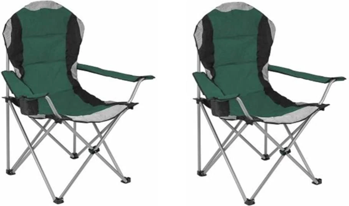 The Range | HyFive Folding Camp Chair Padded High Back - Green / 2 HyFive Folding Camp Chair Padded High Back - Green / 2