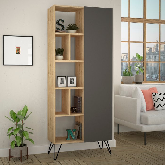 The Range | Decortie Jedda Modern Bookcase Display Unit Mocha Grey - Anthracite Grey Decortie Jedda Modern Bookcase Display Unit Mocha Grey - Anthracite Grey