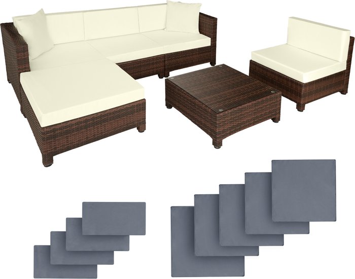 The Range | TECTAKE Tectake Rattan Corner Sofa Set With Aluminium Frame - Brown/Cream TECTAKE Tectake Rattan Corner Sofa Set With Aluminium Frame - Brown/Cream