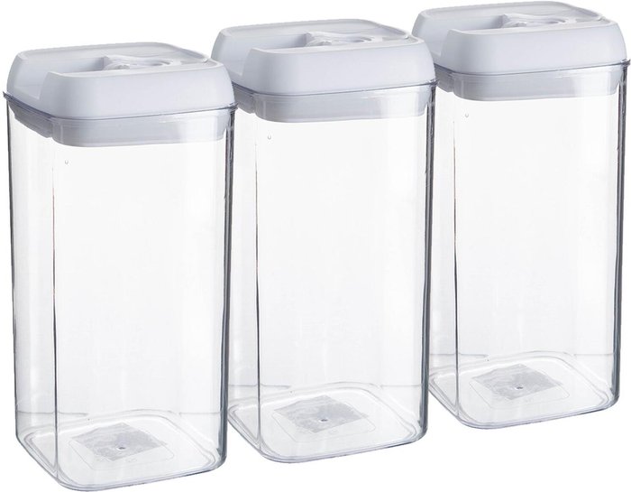 The Range | Argon Tableware 1.2 Litre Flip Lock Plastic Food Storage Containers Pack of 3 - White Argon Tableware 1.2 Litre Flip Lock Plastic Food Storage Containers Pack of 3 - White