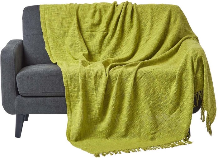 The Range | Homescapes Nirvana Slub Cotton Throw - Lime / 255cm Homescapes Nirvana Slub Cotton Throw - Lime / 255cm