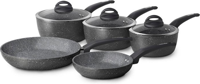 The Range | Tower Tower Cerastone 5-Piece Non-Stick Pan Set - Charcoal Grey Tower Tower Cerastone 5-Piece Non-Stick Pan Set - Charcoal Grey