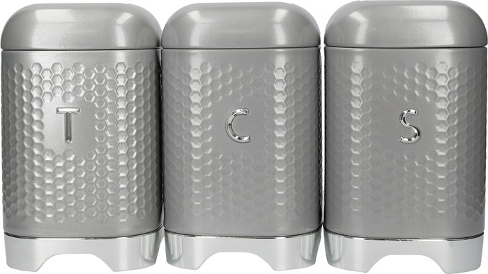 The Range | Lovello Lovello Textured Tea, Coffee and Sugar Canisters - Grey Lovello Lovello Textured Tea, Coffee and Sugar Canisters - Grey