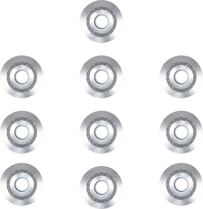 The Range | ValueLights 10 Pack IP67 Rated 15mm White LED Round Decking Kitchen Plinth Lights Kit - Silver ValueLights 10 Pack IP67 Rated 15mm White LED Round Decking Kitchen Plinth Lights Kit - Silver