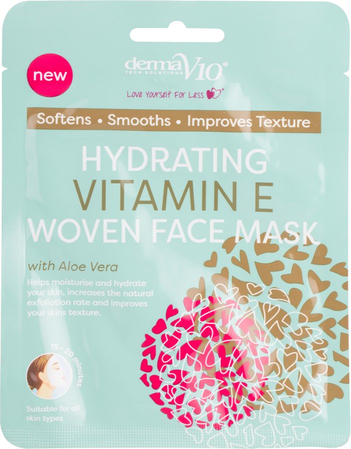 The Range | DermaV10 Derma V10 Hydrating Vitamin E Woven Face Mask with Aloe Vera DermaV10 Derma V10 Hydrating Vitamin E Woven Face Mask with Aloe Vera