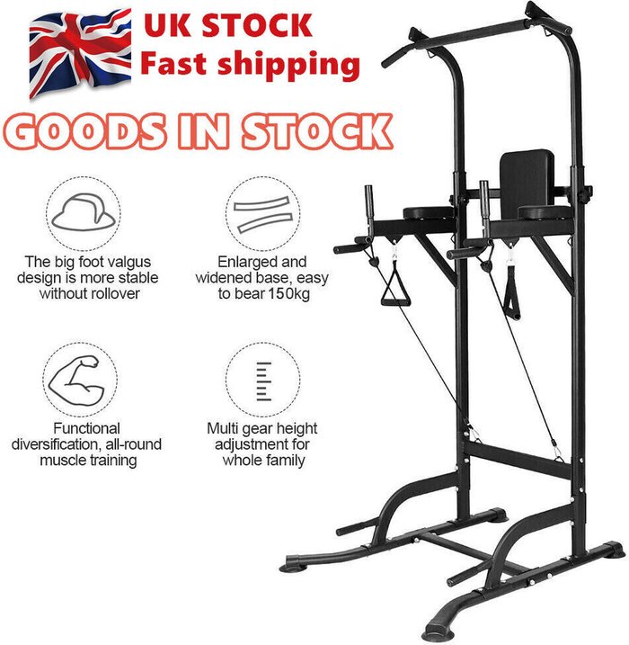 The Range | Bigzzia Dip Station Pull Up Bar Fitness Power Tower - Black Bigzzia Dip Station Pull Up Bar Fitness Power Tower - Black