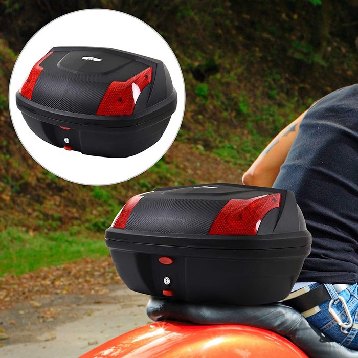 The Range | HOMCOM HOMCOM 48L Plastic Motorcycke Travel Box Trunk Storage Box Helmet w/ 2 Reflectors HOMCOM HOMCOM 48L Plastic Motorcycke Travel Box Trunk Storage Box Helmet w/ 2 Reflectors