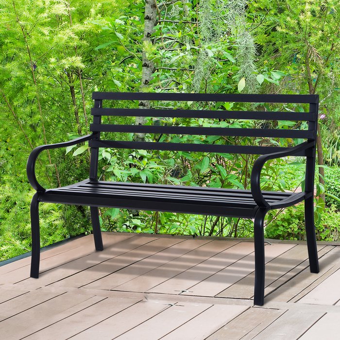 The Range | Outsunny Steel Garden Bench - Black Outsunny Steel Garden Bench - Black