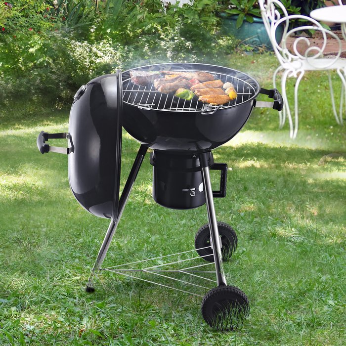 The Range | Outsunny Freestanding Portable Charcoal BBQ Grill - Black Outsunny Freestanding Portable Charcoal BBQ Grill - Black