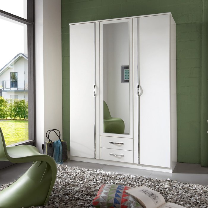The Range | Tjs Duo 3 Door and 2 Drawer Mirror Wardrobe - White Tjs Duo 3 Door and 2 Drawer Mirror Wardrobe - White