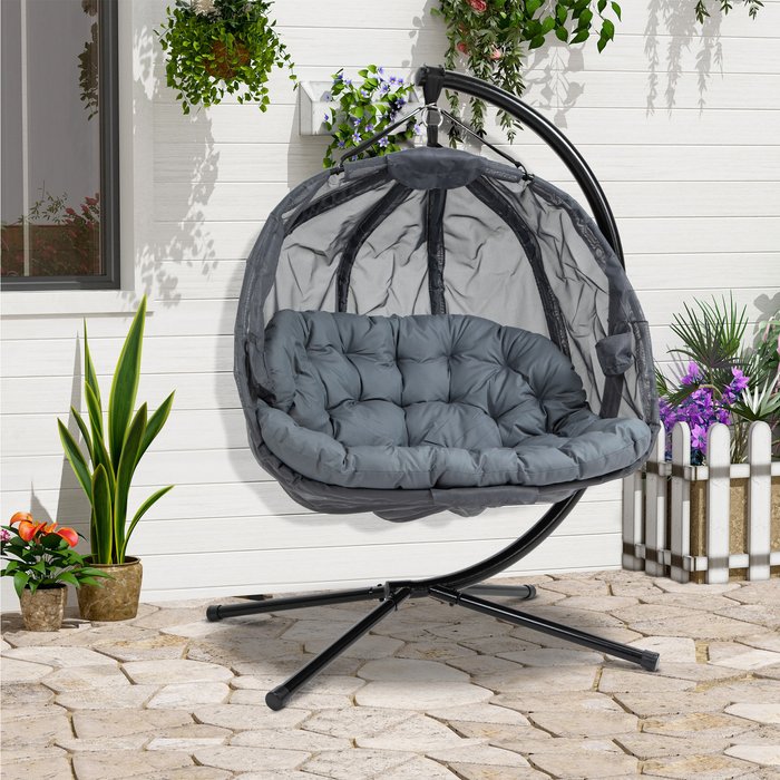 The Range | Outsunny Double Hanging Egg Chair 2 Seaters - Grey Outsunny Double Hanging Egg Chair 2 Seaters - Grey