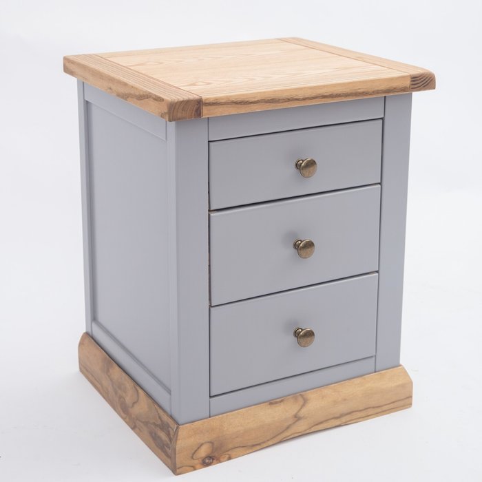 The Range | Cabinet Bits Biccari 3 Drawer Bedside Cabinet - Grey / Brass Knob Cabinet Bits Biccari 3 Drawer Bedside Cabinet - Grey / Brass Knob