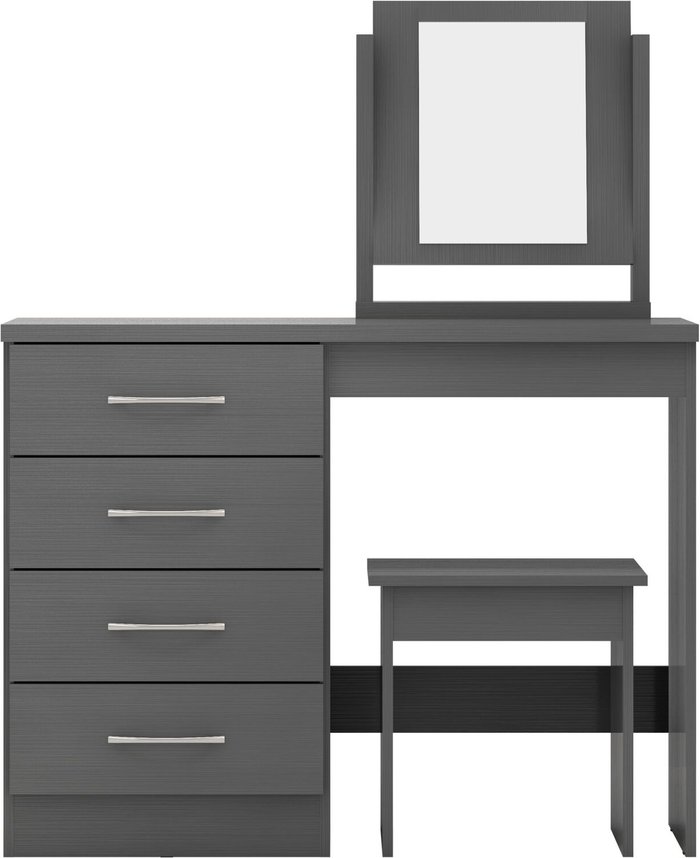 The Range | Seconique Nevada 4 Drawer Dressing Table Set - 3D Effect Grey Seconique Nevada 4 Drawer Dressing Table Set - 3D Effect Grey