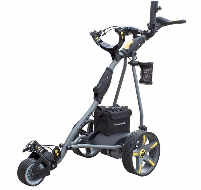 The Range | Pro Rider Leisure Pro Rider Leisure 36 Hole Electric Golf Trolley - Grey & Yellow Pro Rider Leisure Pro Rider Leisure 36 Hole Electric Golf Trolley - Grey & Yellow