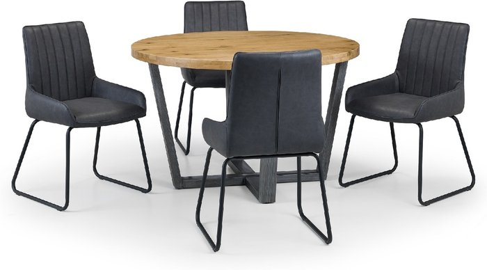 The Range | Dunelm Brooklyn Round Dining Table with 4 Soho Chairs Brown/Charcoal Dunelm Brooklyn Round Dining Table with 4 Soho Chairs Brown/Charcoal