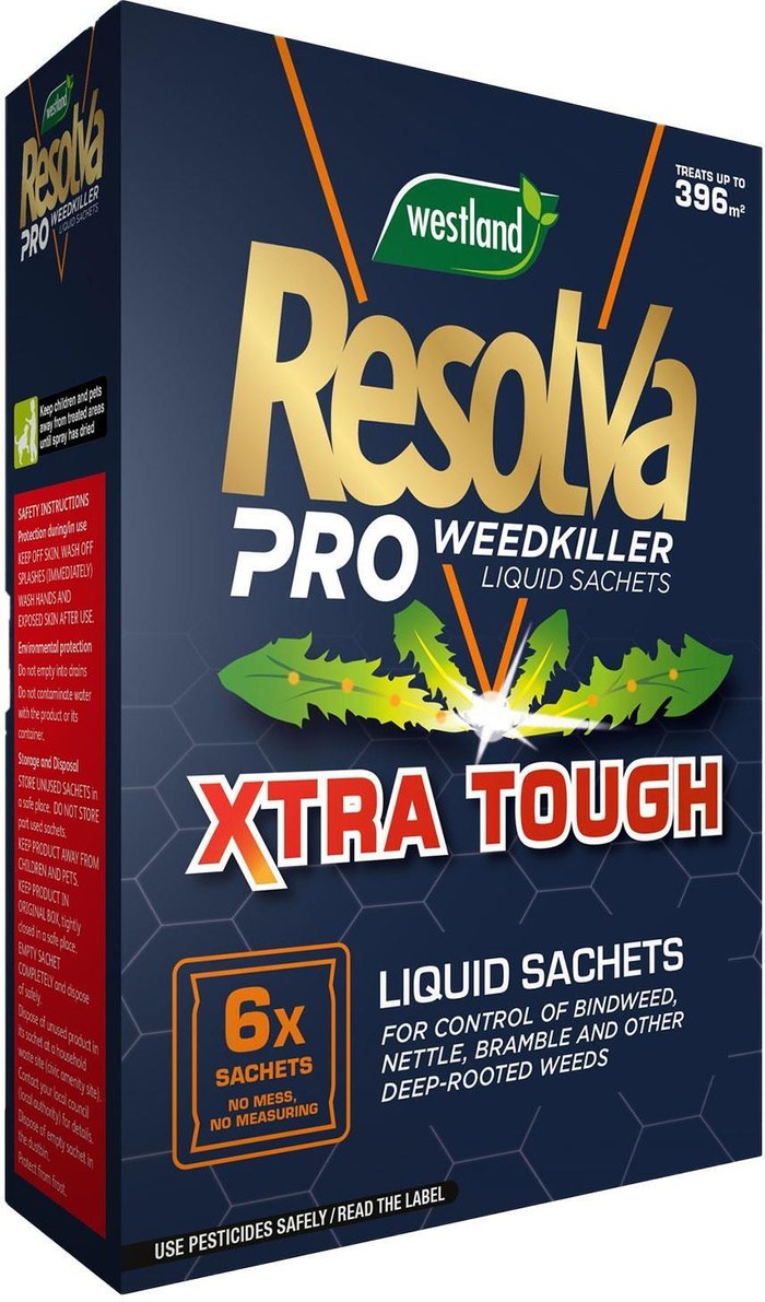 The Range | Resolva Pro Lawn Weedkiller Liquid Sachets Xtra Tough Treats 396M2 6 X 100Ml Resolva Pro Lawn Weedkiller Liquid Sachets Xtra Tough Treats 396M2 6 X 100Ml