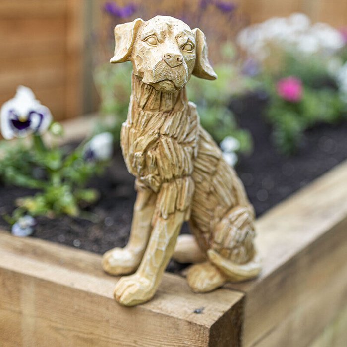 The Range | Garden Mile Wooden Effect Dog Garden Ornament - Brown Garden Mile Wooden Effect Dog Garden Ornament - Brown