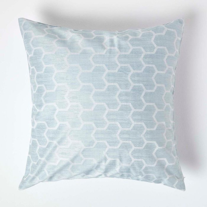 The Range | Homescapes Geometric Jacquard Cushion Cover - Blue Homescapes Geometric Jacquard Cushion Cover - Blue