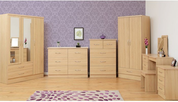 The Range | Seconique Nevada 4 Door 2 Drawer Wardrobe - Sonoma Oak Seconique Nevada 4 Door 2 Drawer Wardrobe - Sonoma Oak