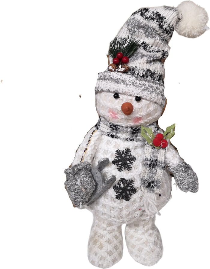 The Range | Samuel Alexander Plush Christmas Decoration Standing Snowman Holding Sledge - White Samuel Alexander Plush Christmas Decoration Standing Snowman Holding Sledge - White