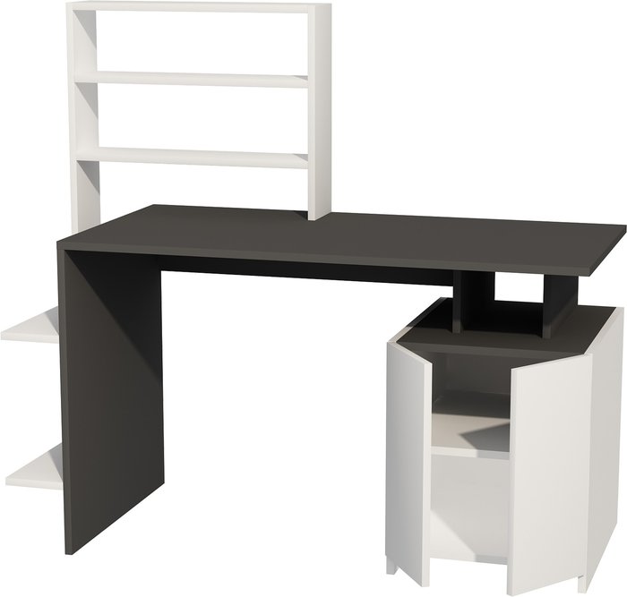 The Range | Destina Home Lake Computer Desk with Cabinets and Shelves - White - Anthracite Destina Home Lake Computer Desk with Cabinets and Shelves - White - Anthracite