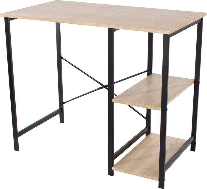 The Range | Core Products Desk with Side Storage - Oak Effect Top With Metal Legs - Brown Core Products Desk with Side Storage - Oak Effect Top With Metal Legs - Brown