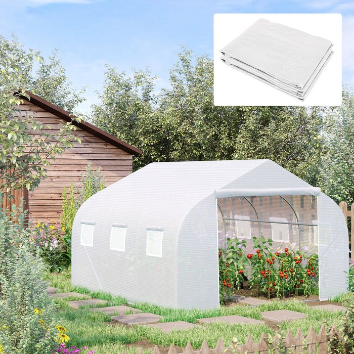 The Range | Outsunny 4.5x3x2m White Greenhouse Cover Replacement - White Outsunny 4.5x3x2m White Greenhouse Cover Replacement - White
