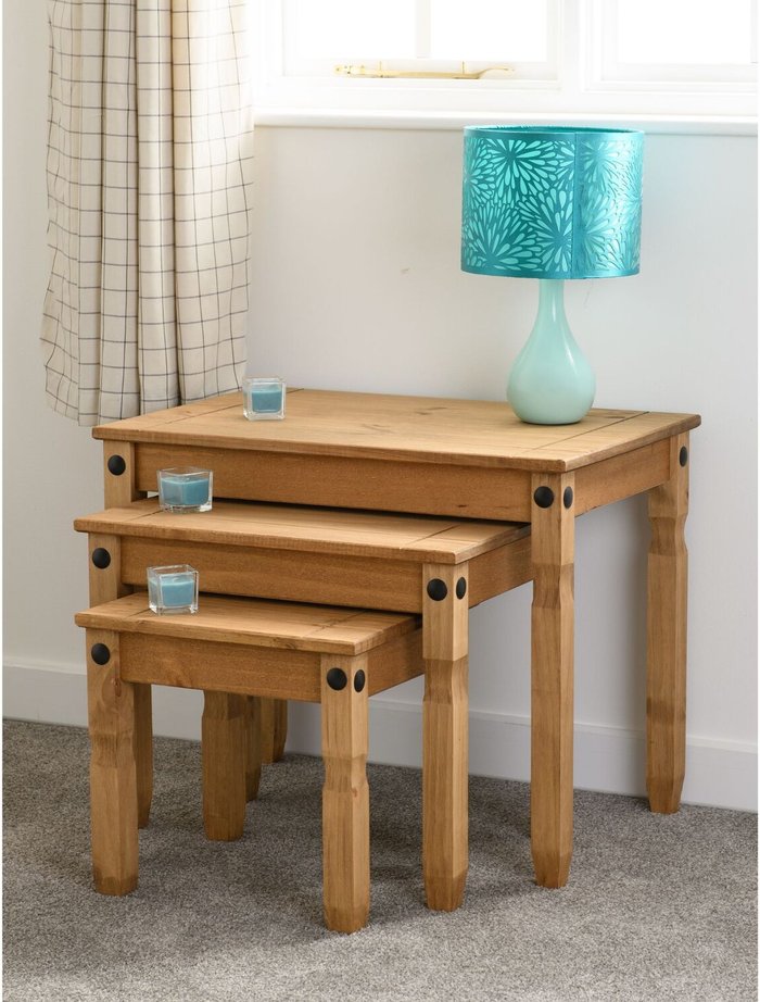 The Range | Corona Corona Nest Of 3 Tables - Pine Corona Corona Nest Of 3 Tables - Pine