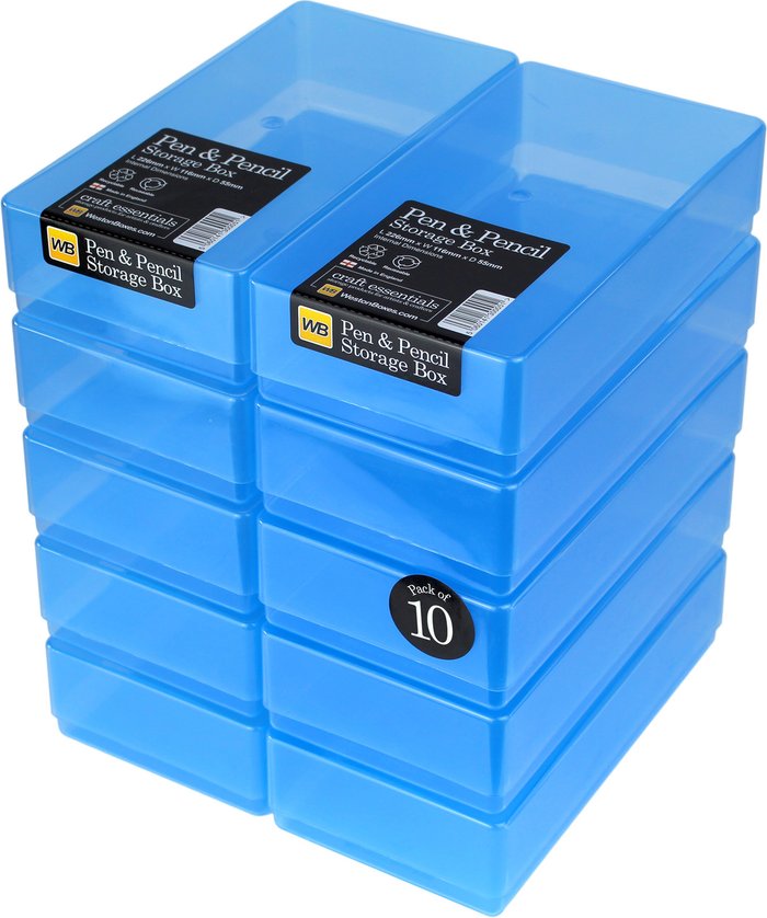 The Range | WestonBoxes Plastic Storage Boxes with Lids for Pens, Pencils and Stationery - Blue / 1.5kg WestonBoxes Plastic Storage Boxes with Lids for Pens, Pencils and Stationery - Blue / 1.5kg