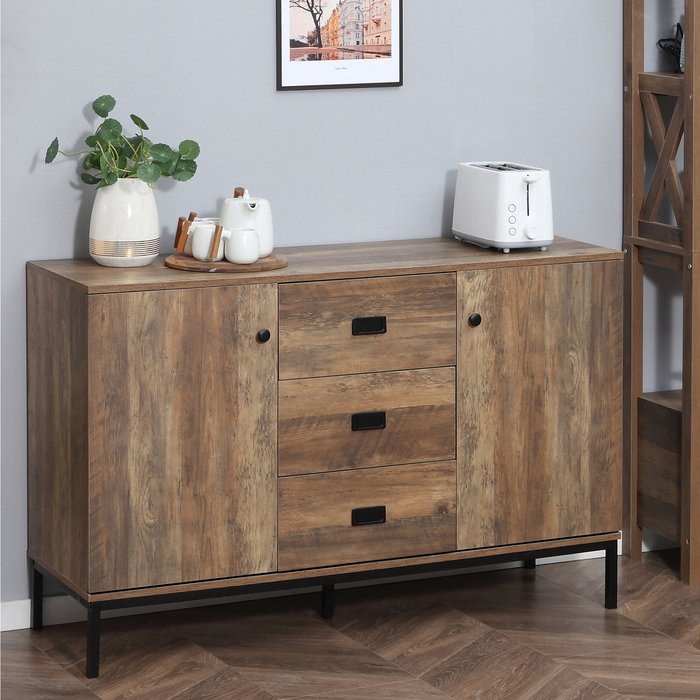 The Range | HOMCOM HOMCOM Industrial Sideboard Storage Cabinet Accent Cupboard Distressed - Brown HOMCOM HOMCOM Industrial Sideboard Storage Cabinet Accent Cupboard Distressed - Brown