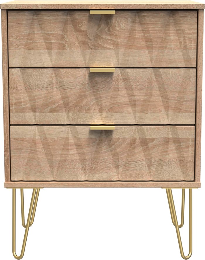 The Range | Diamond Ready Assembled 3 Drawer Midi Chest - Bardolino Oak Diamond Ready Assembled 3 Drawer Midi Chest - Bardolino Oak