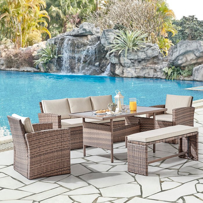 The Range | GRS Petra 5Pcs Rattan Dining Set - Brown GRS Petra 5Pcs Rattan Dining Set - Brown