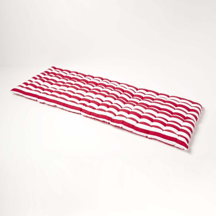 The Range | Homescapes Thick Stripe Garden Bench Pad Cushion - Red Homescapes Thick Stripe Garden Bench Pad Cushion - Red