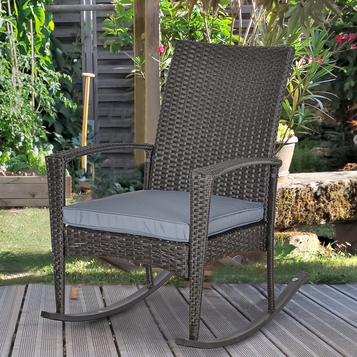 The Range | Outsunny Garden Rattan Rocking Chair - Grey Outsunny Garden Rattan Rocking Chair - Grey