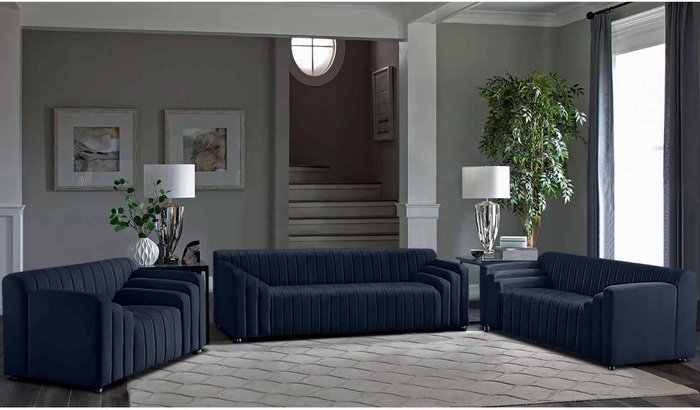 The Range | Simply Eleganza Jessica 3 Piece Flued Sofa Set in Velour Fabric - Grey Simply Eleganza Jessica 3 Piece Flued Sofa Set in Velour Fabric - Grey