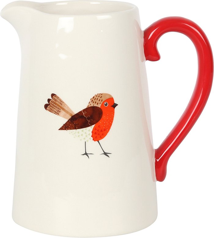 The Range | Gloriously Good Winter Robin Ceramic Flower Jug - White Gloriously Good Winter Robin Ceramic Flower Jug - White